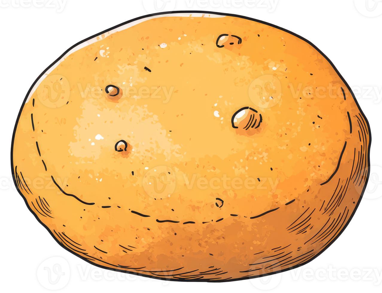 A single isolated and illustrated potato with a textured skin png