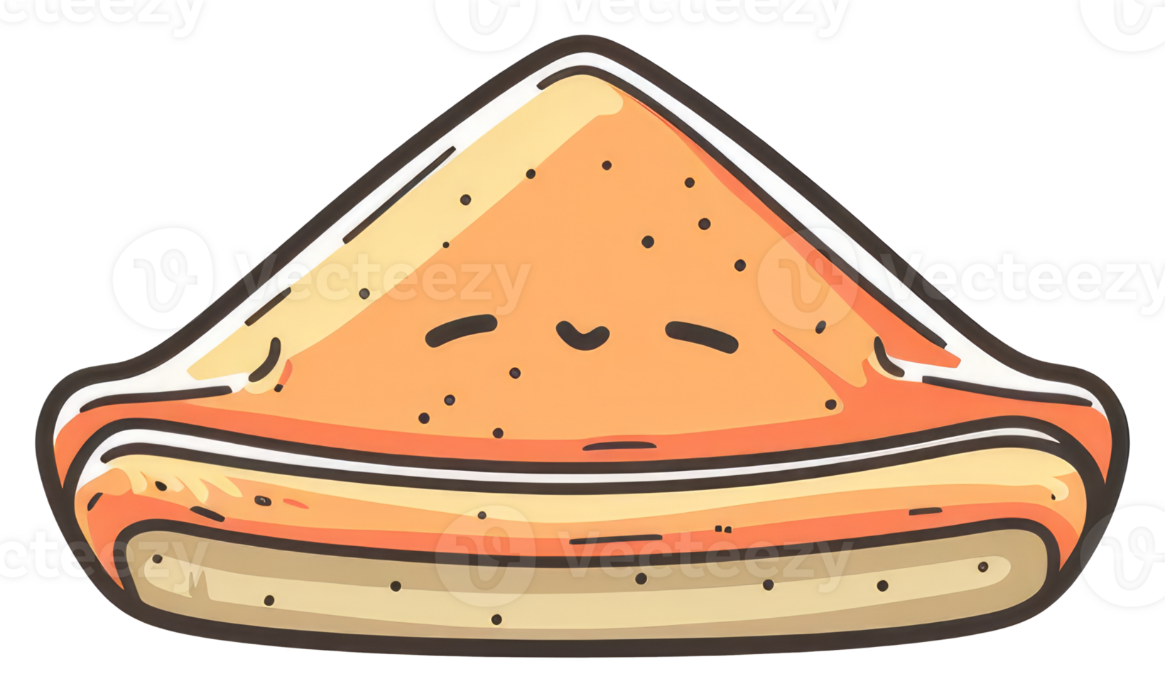 A smiling cartoon illustration of a delicious sandwich wedge png