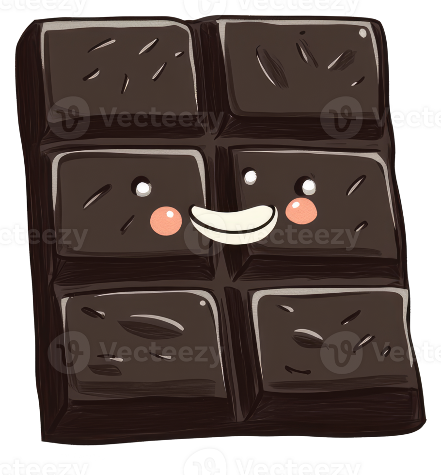 A Smiling Cartoon Representation of Dark Chocolate Bar png