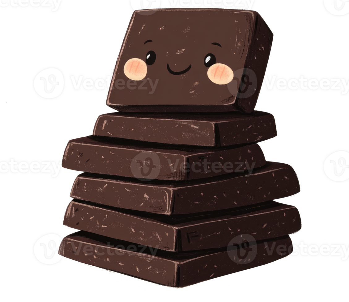 A cute cartoon illustration of stacked chocolate bars png