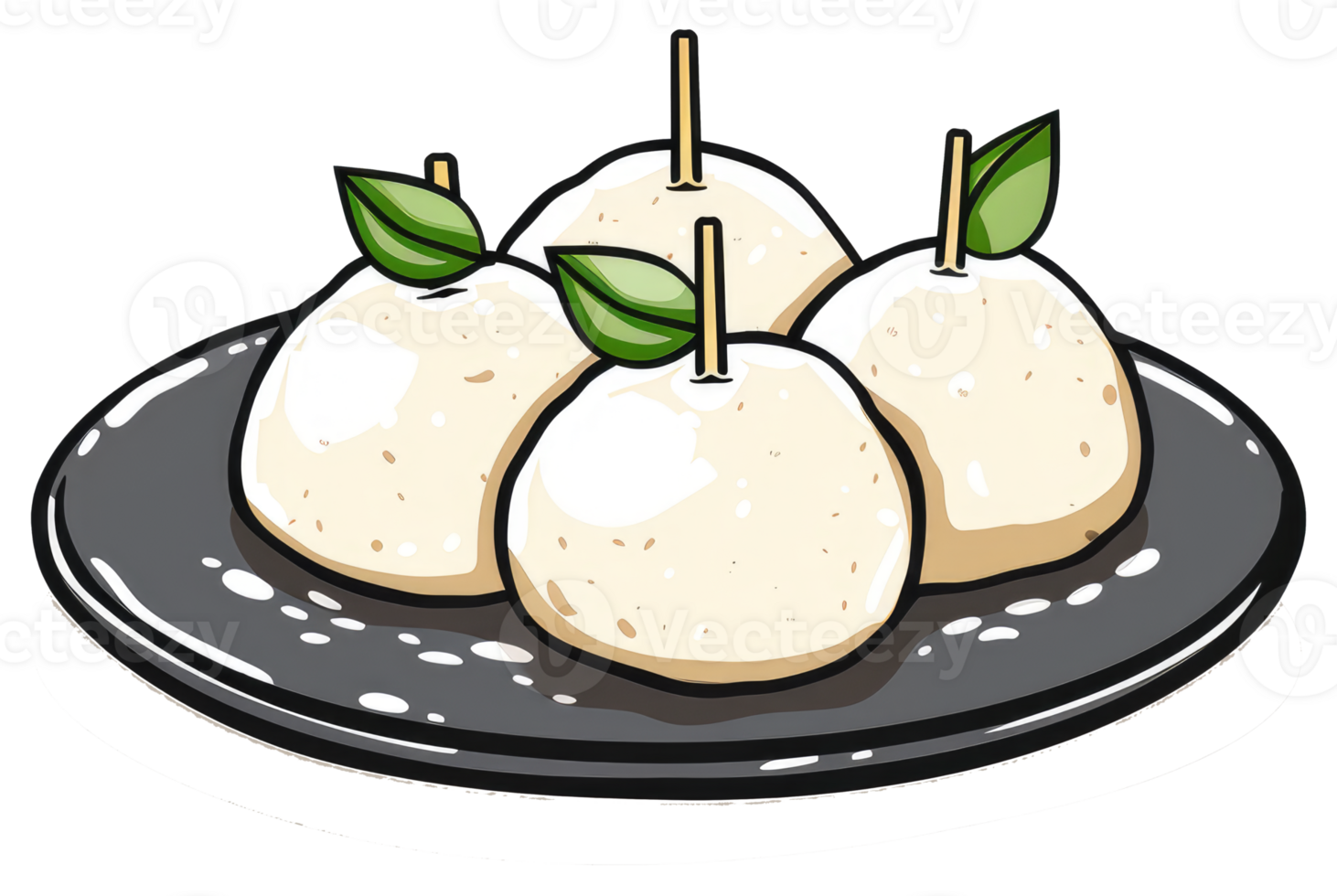 A cartoon drawing depicting several pear like dessert items png