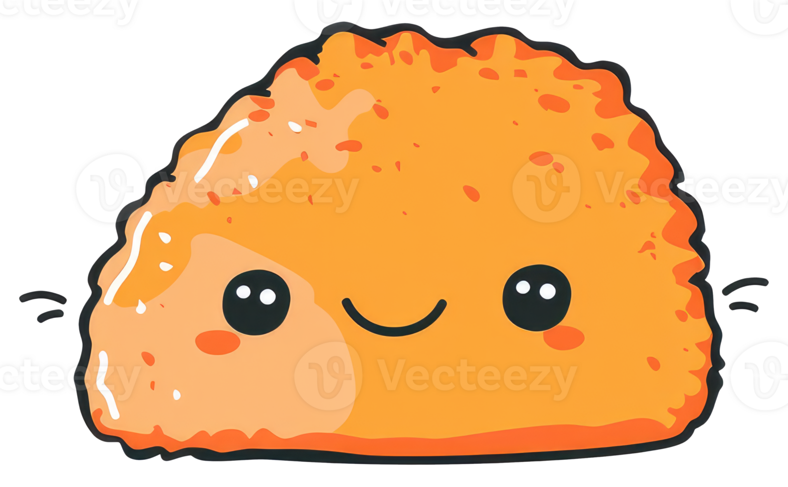 A cute cartoon illustration of a smiling golden food item png