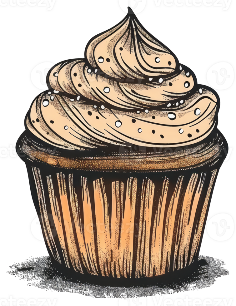 A delicious cupcake with a swirl of frosting and tiny sprinkles png