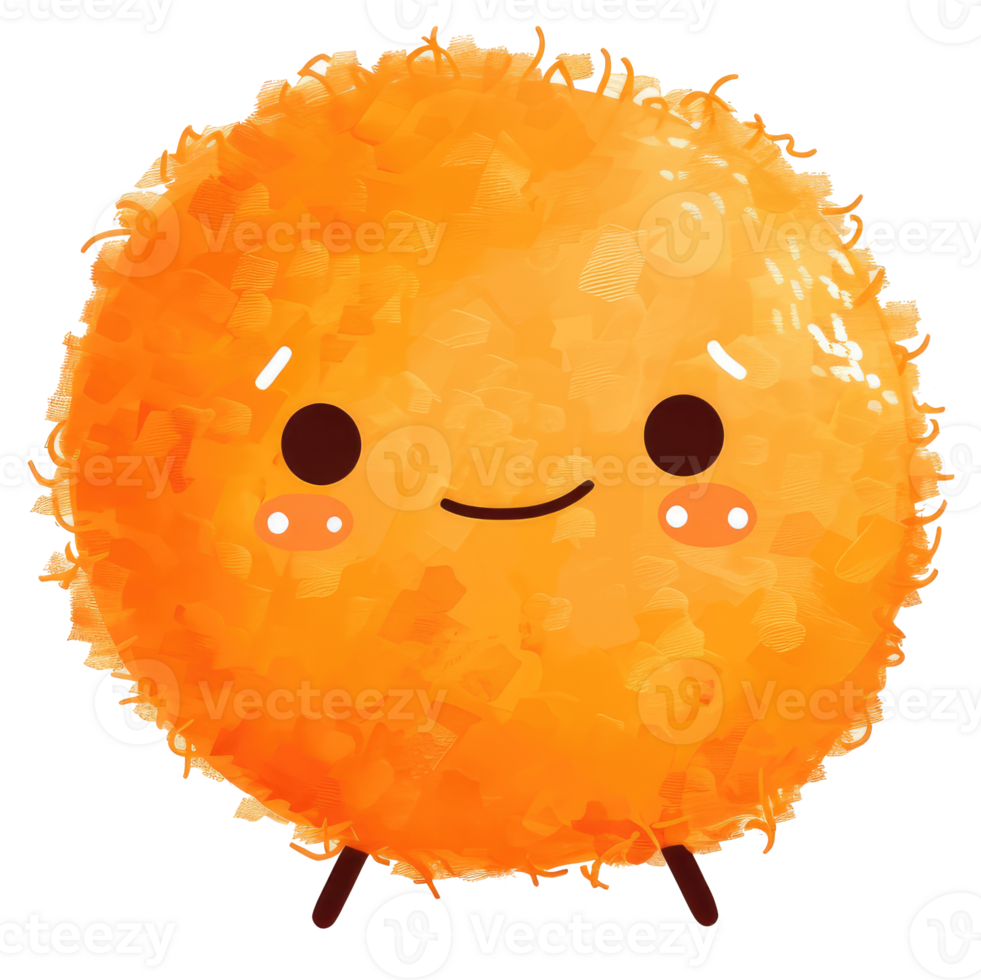 A cheerful orange creature with a happy face and simple legs png