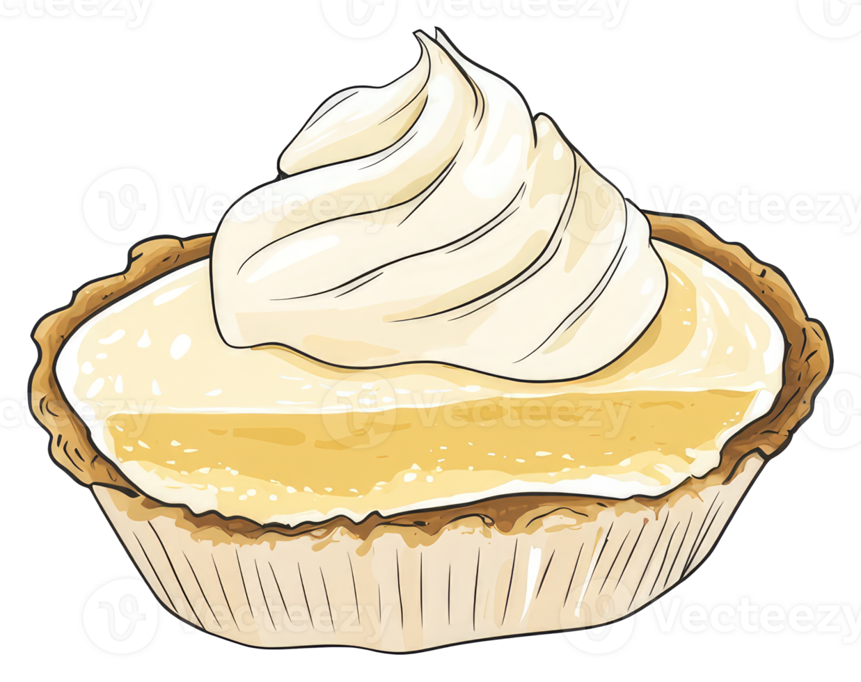 A single slice of lemon pie with whipped cream on top png