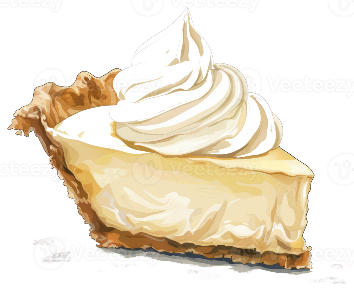 A delicious slice of pie with a creamy whipped topping png
