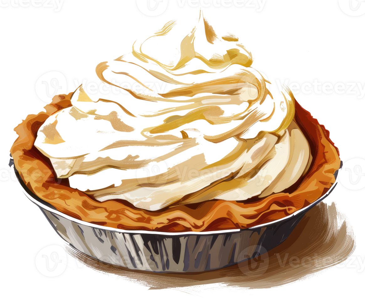 A delicious looking pie with whipped cream on top png