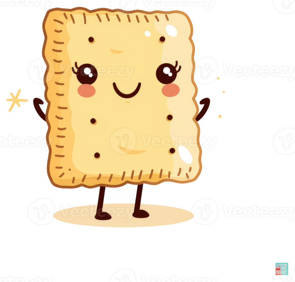 A friendly animated cracker character with cute facial expressions and small limbs png