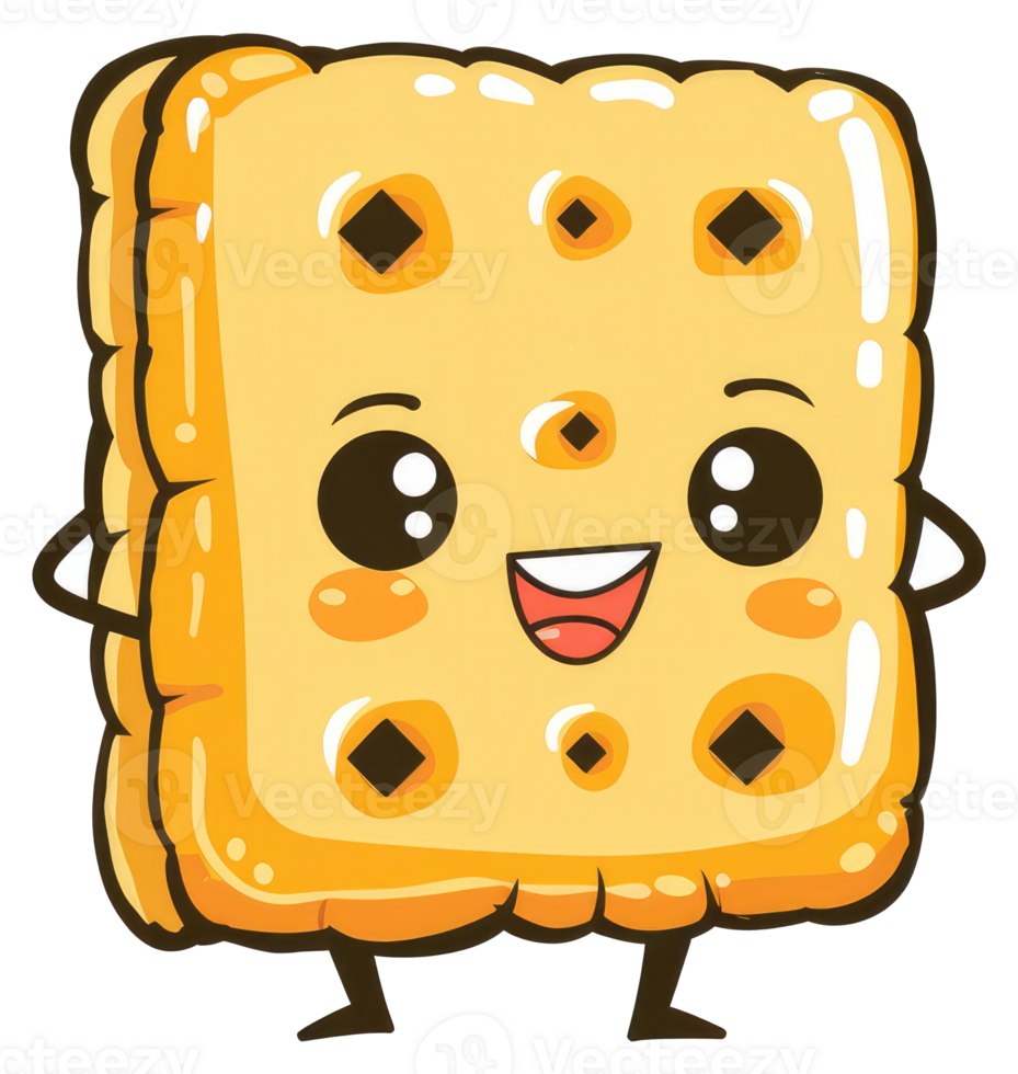 A happy cartoon cracker with a smile and cute features png