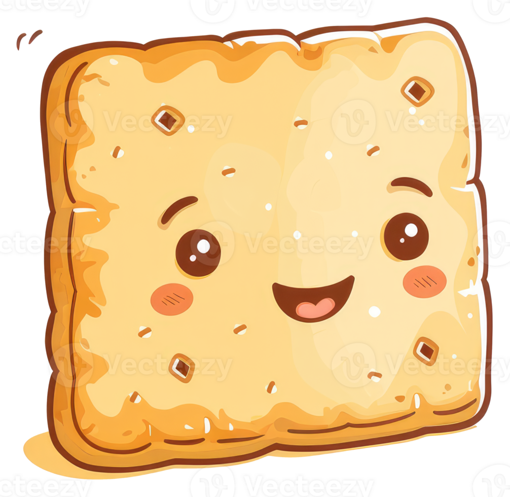A smiling cartoon cracker with cute eyes and a happy expression png