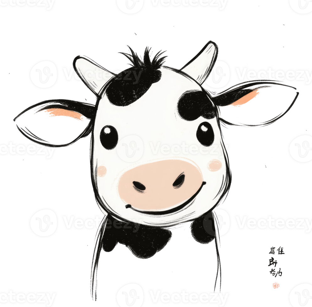 A charming illustration depicts a smiling dairy cow looking directly at the viewer png