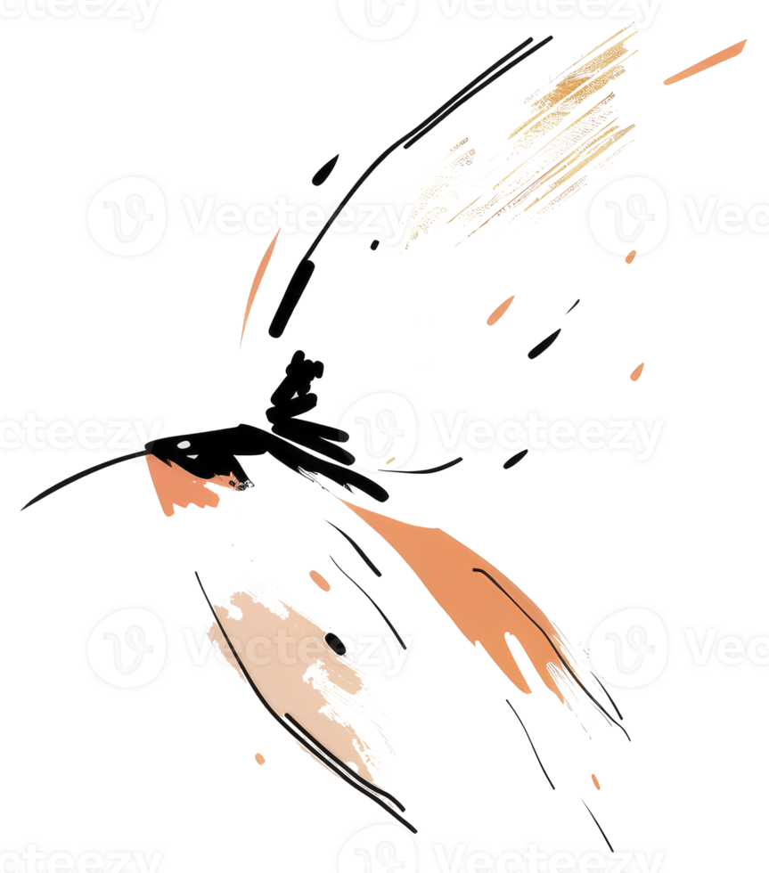 An abstract illustration of a bird in flight with brushstrokes png
