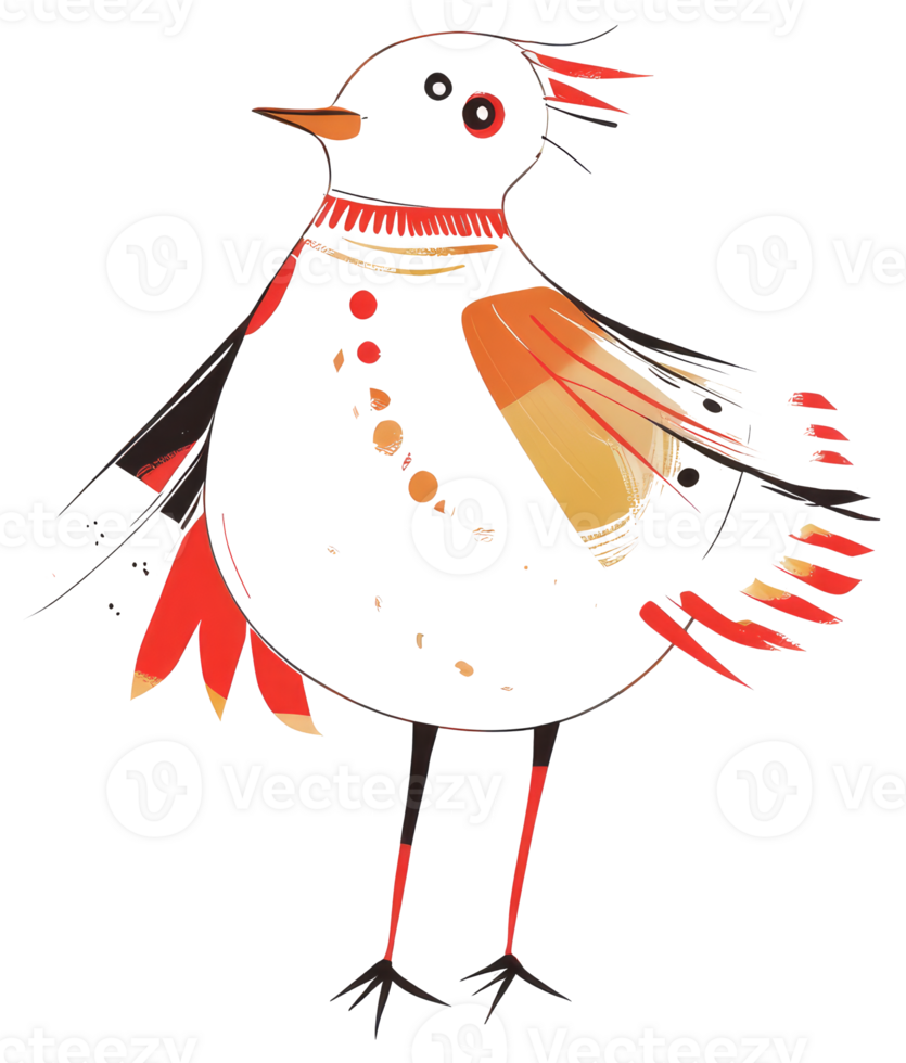 A colorful stylized illustration of a white bird standing upright png