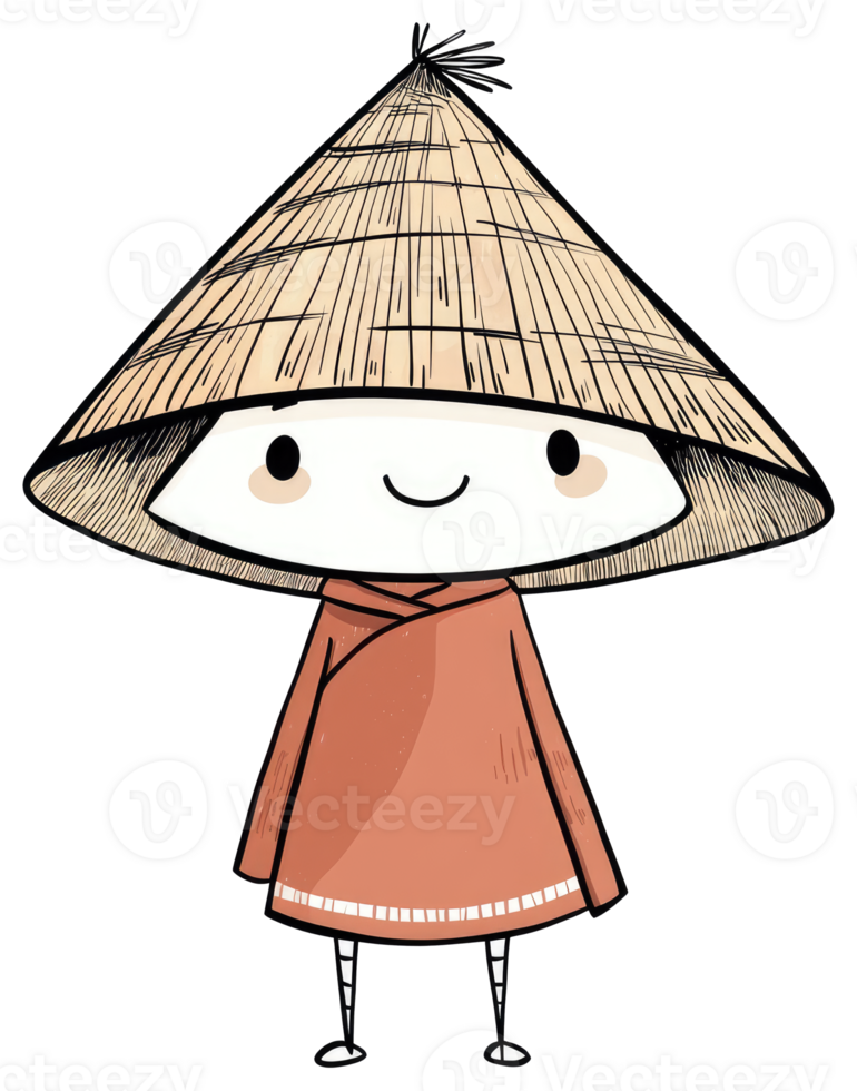 Cartoon figure wearing a conical hat and a long orange robe png