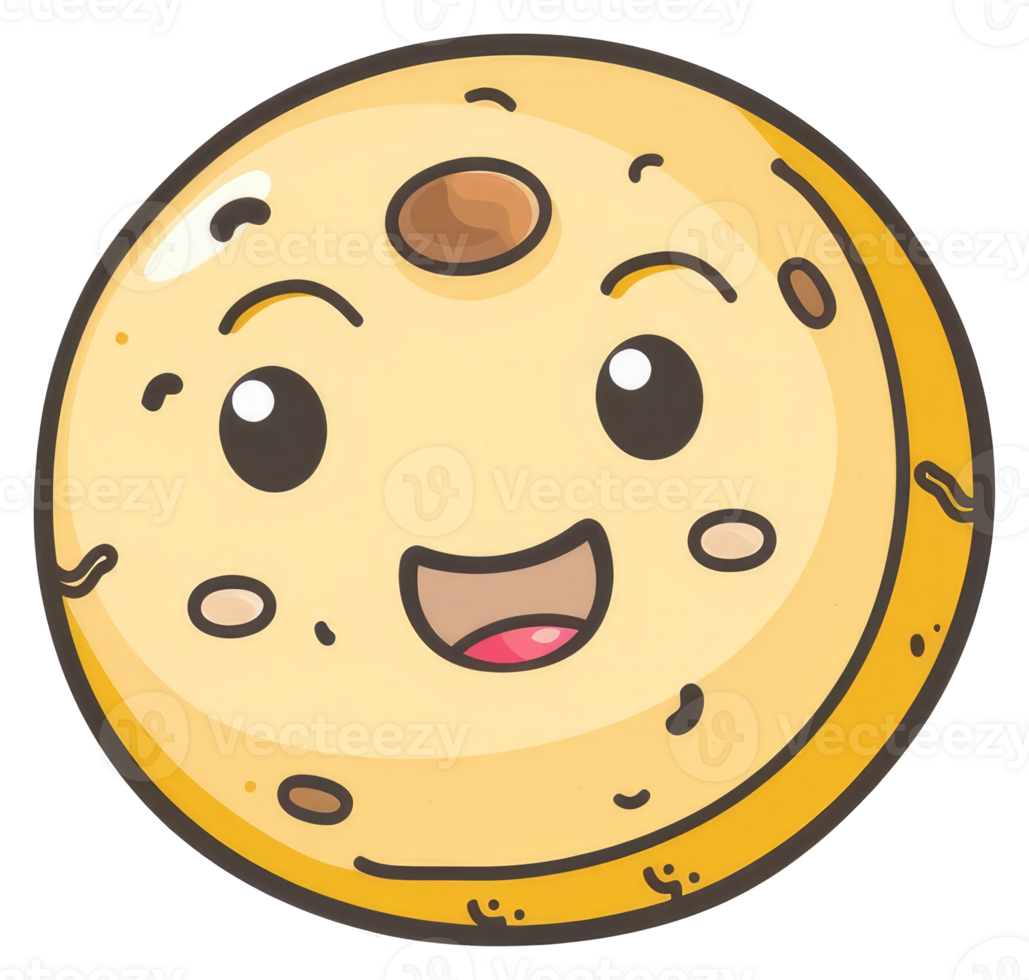Cartoon pancake with a happy face and expressive features png