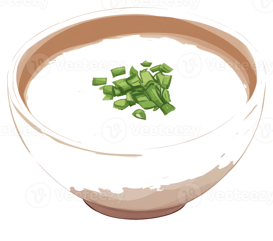 A bowl of creamy white soup topped with chopped green onions png