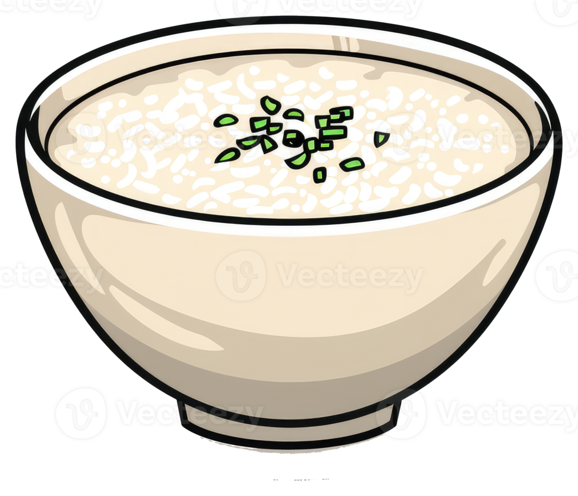 A Simple Bowl Of Creamy Porridge Garnished With Herbs png