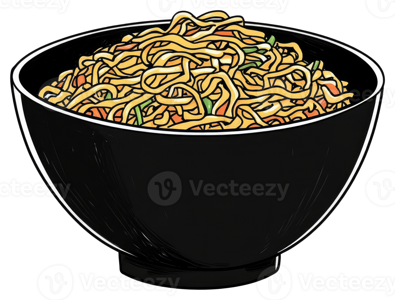 A Bowl Containing Noodles and Vegetables Represented by an Illustration png