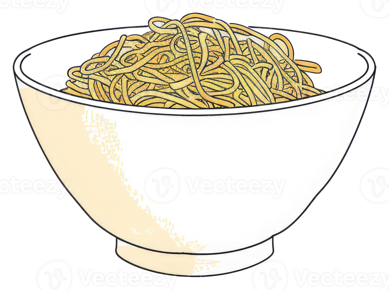 A Bowl Filled With Delicious Cooked Golden Yellow Noodles png