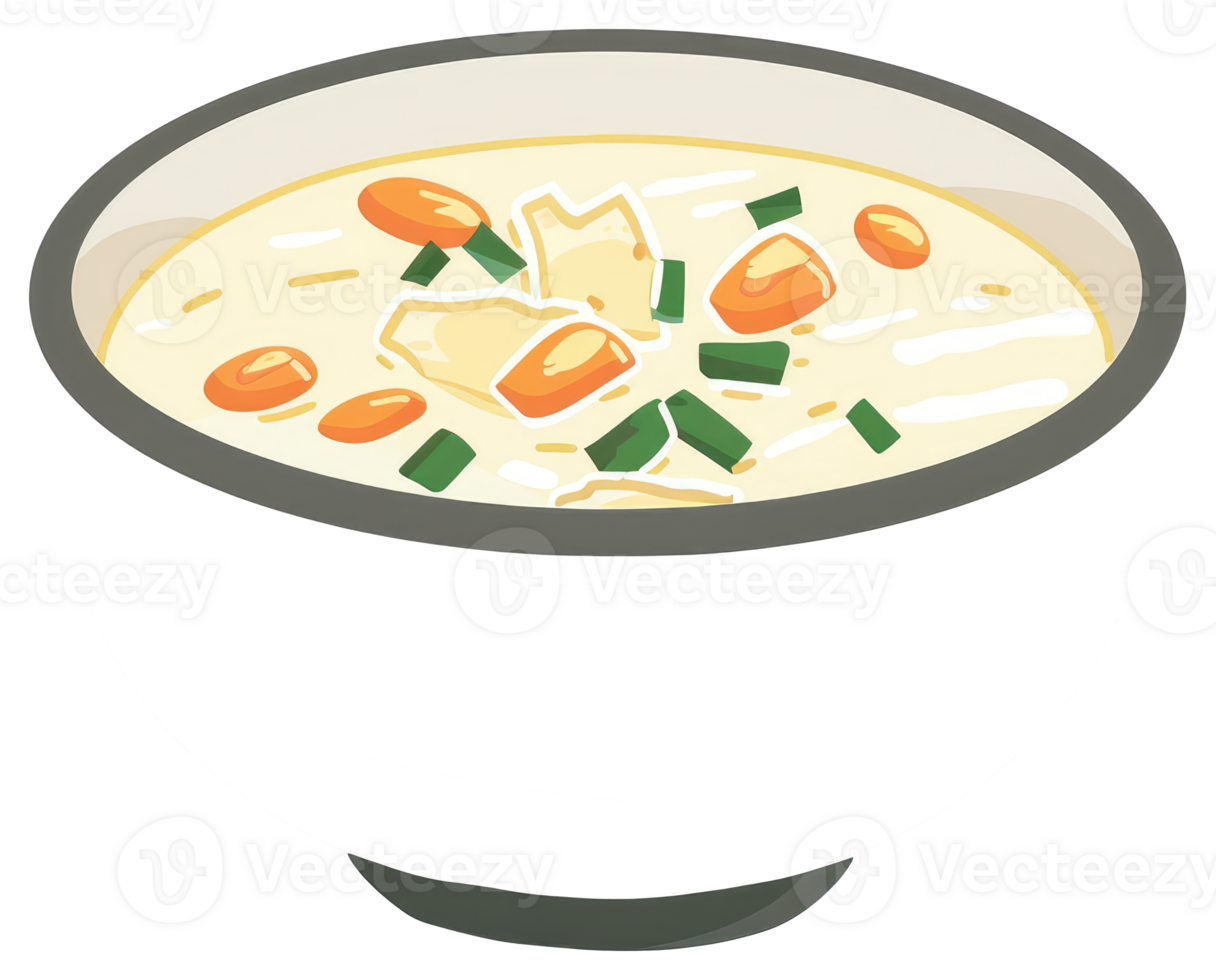A Bowl of Creamy Soup Garnished With Chopped Vegetables png