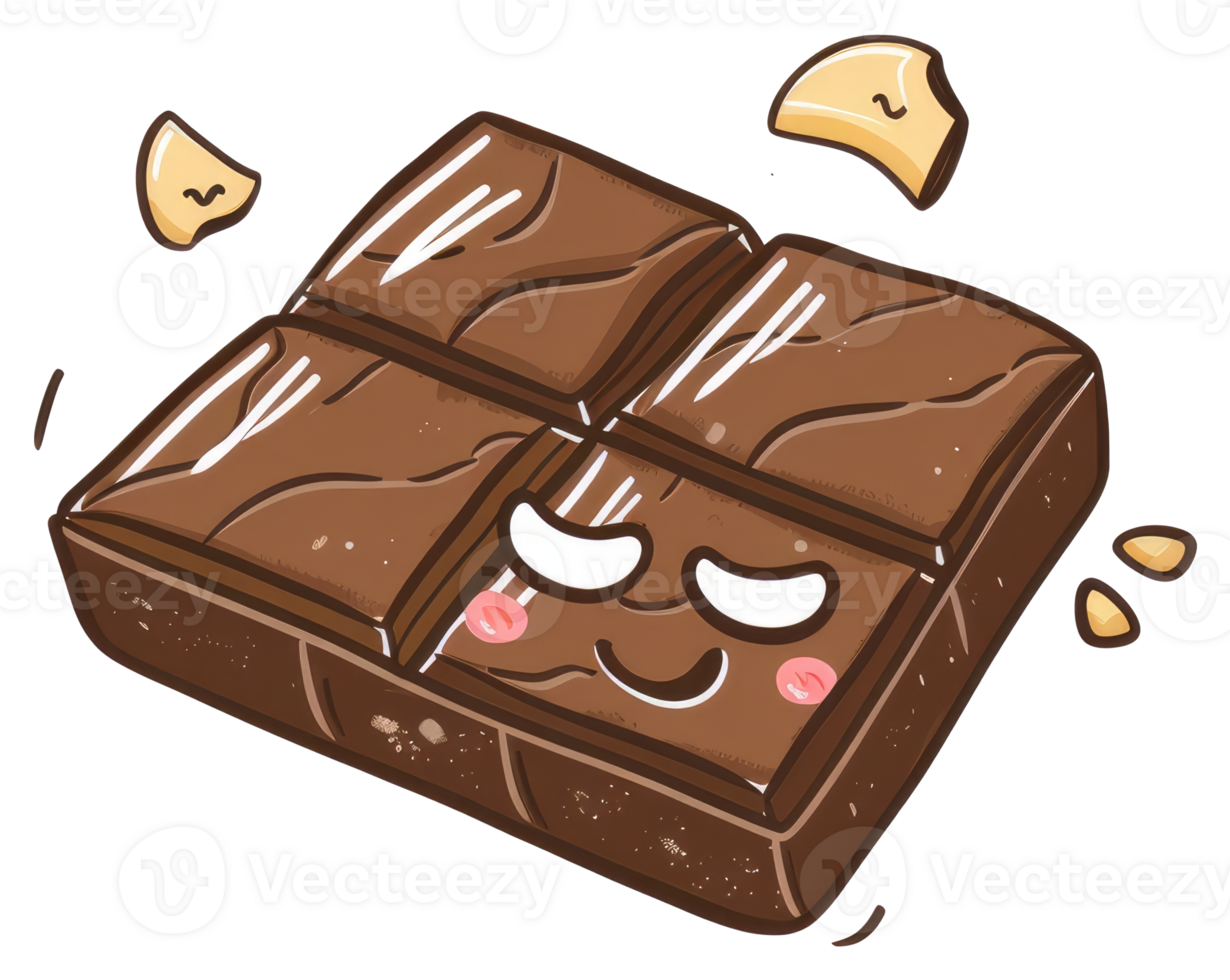 A cartoon chocolate bar with a happy smiling animated face png