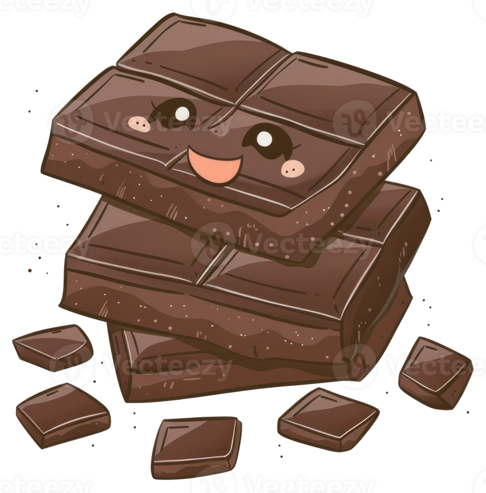 A stack of cartoon chocolate bars with a happy face png