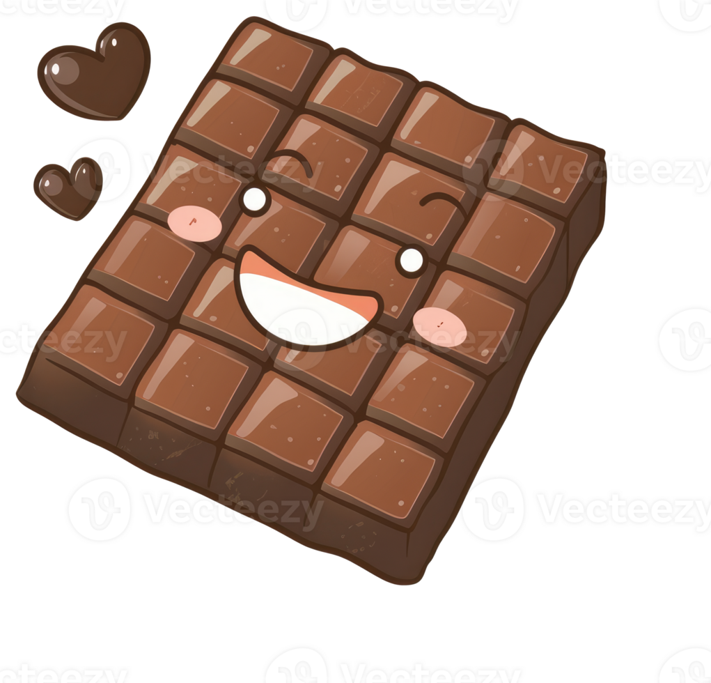 Smiling Cartoon Chocolate Bar With Hearts Displaying Affectionate Feelings png