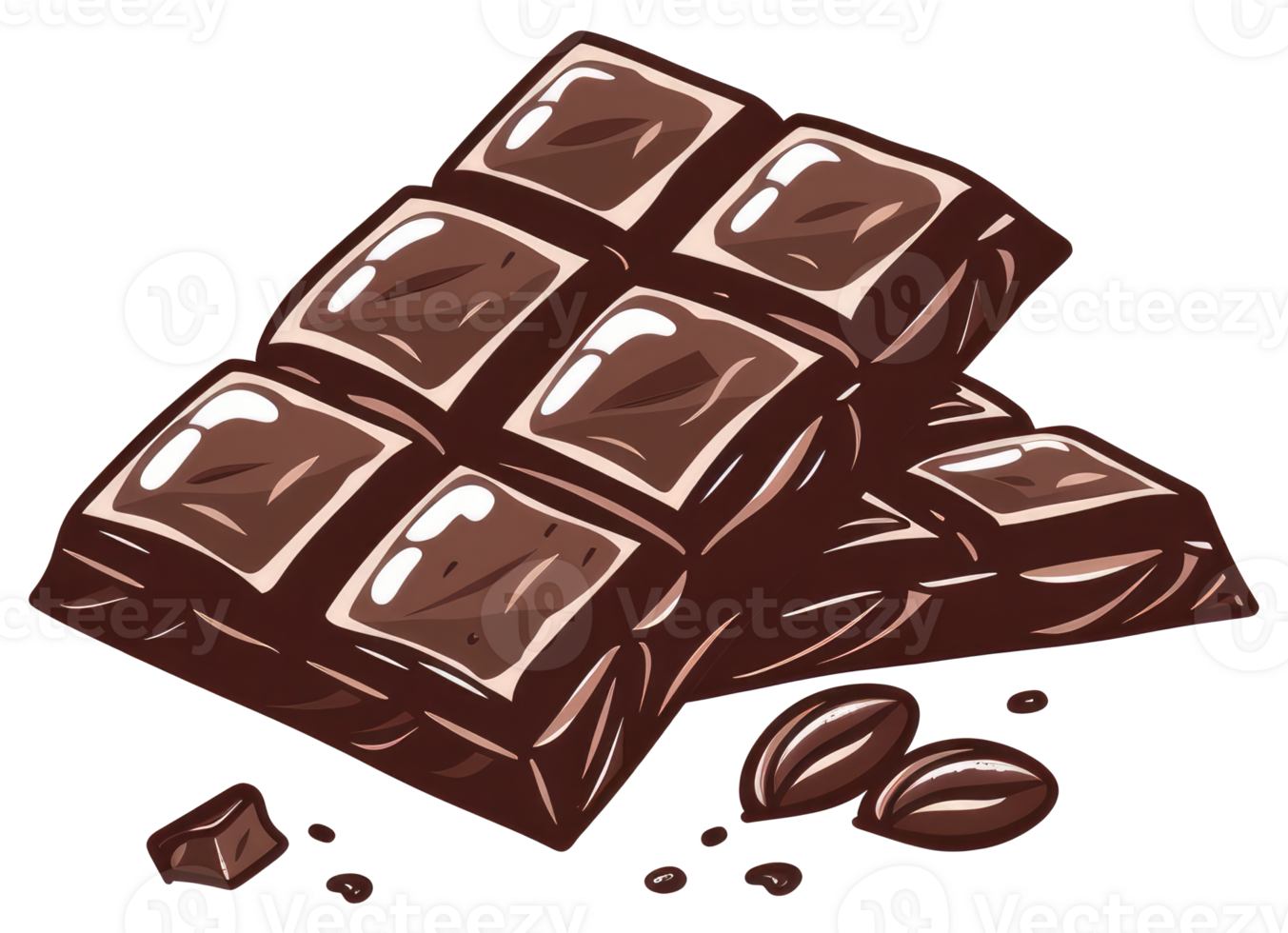 A graphical illustration of several pieces of dark chocolate png