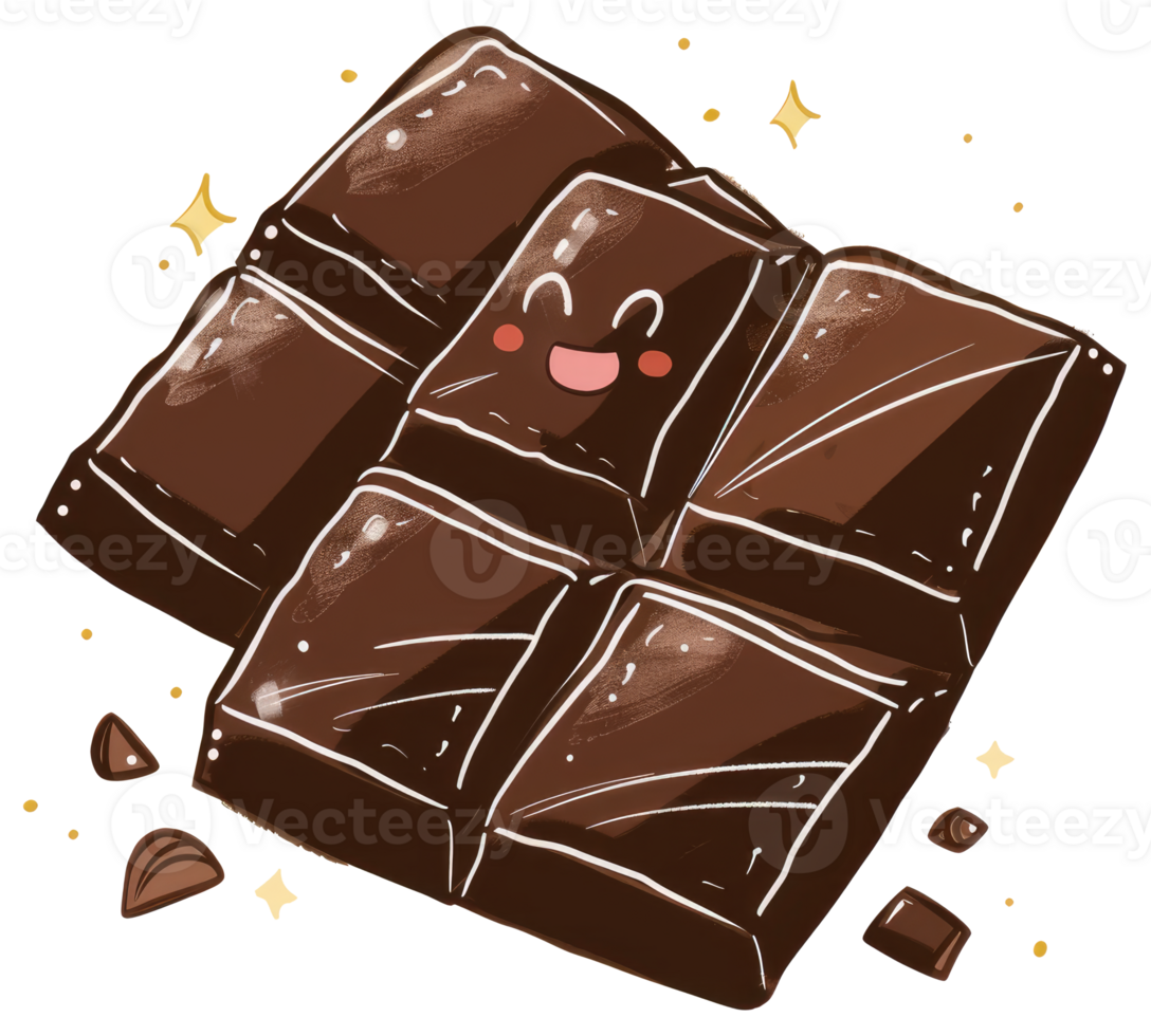 Two blocks of chocolate with smiling and happy faces png