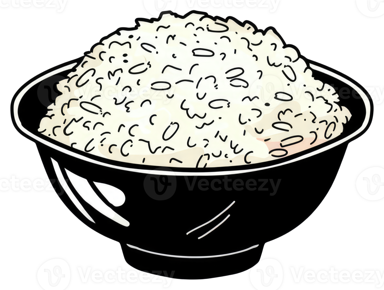 A bowl filled to the brim with fluffy cooked white rice png