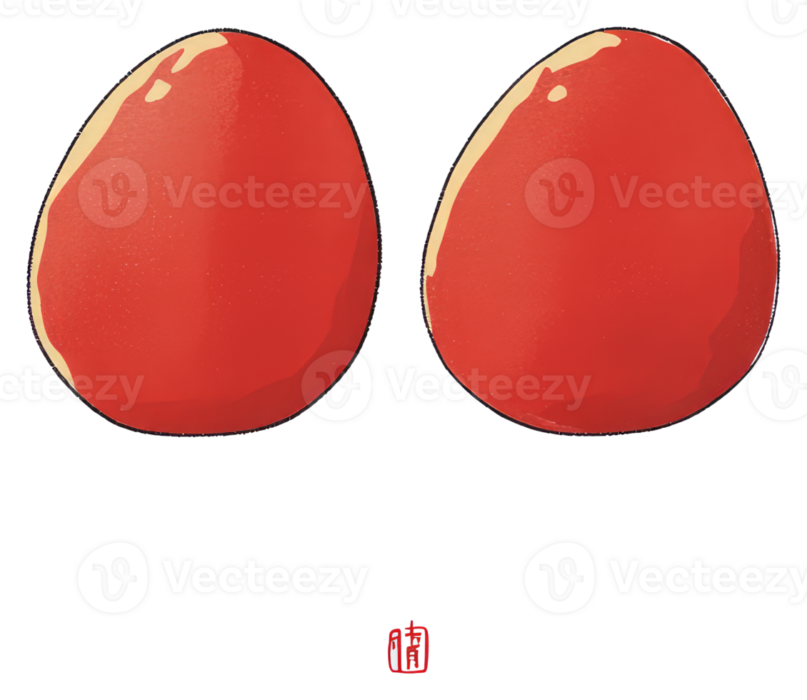 Two vibrant red eggs are presented against a clean white background png