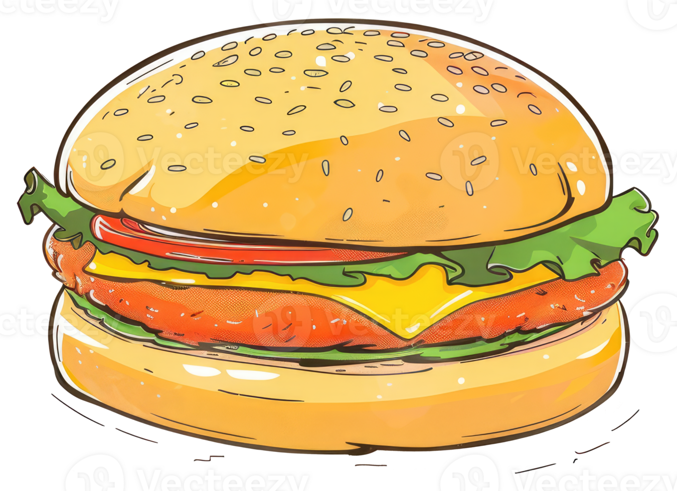 A Delicious Looking Hamburger Stacked High With Various Ingredients png