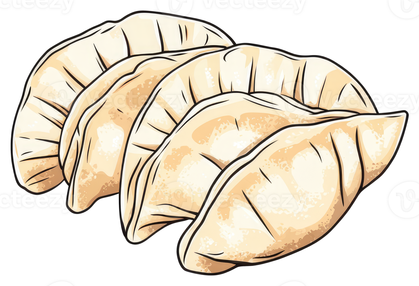 A group of delicious looking steamed or fried dumplings png