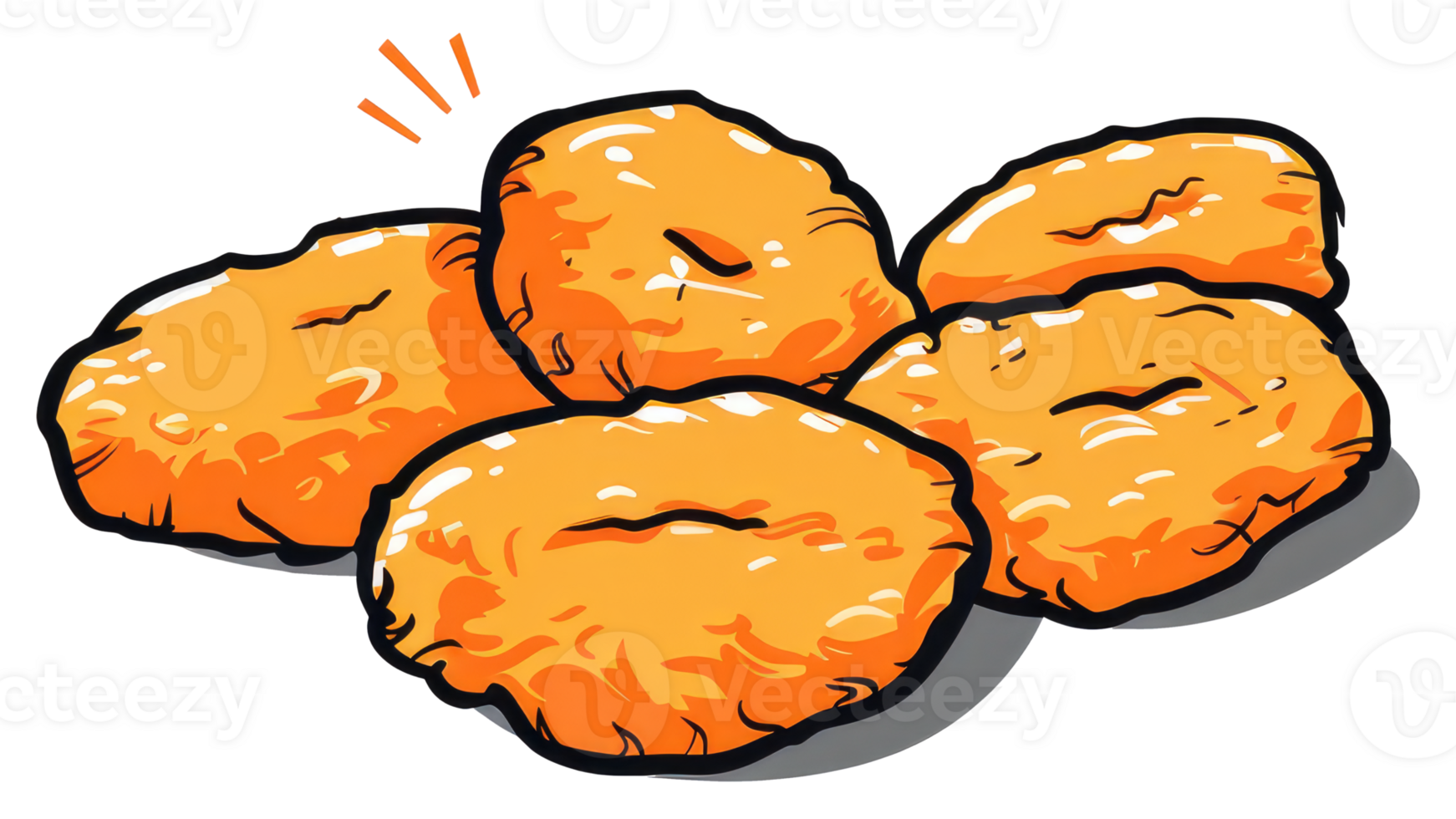 A graphic illustration of several delicious chicken nuggets on display png