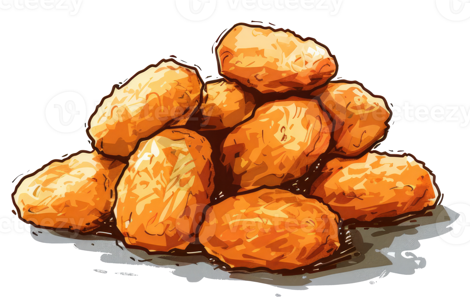 Pile of golden fried potato snacks arranged on a table png