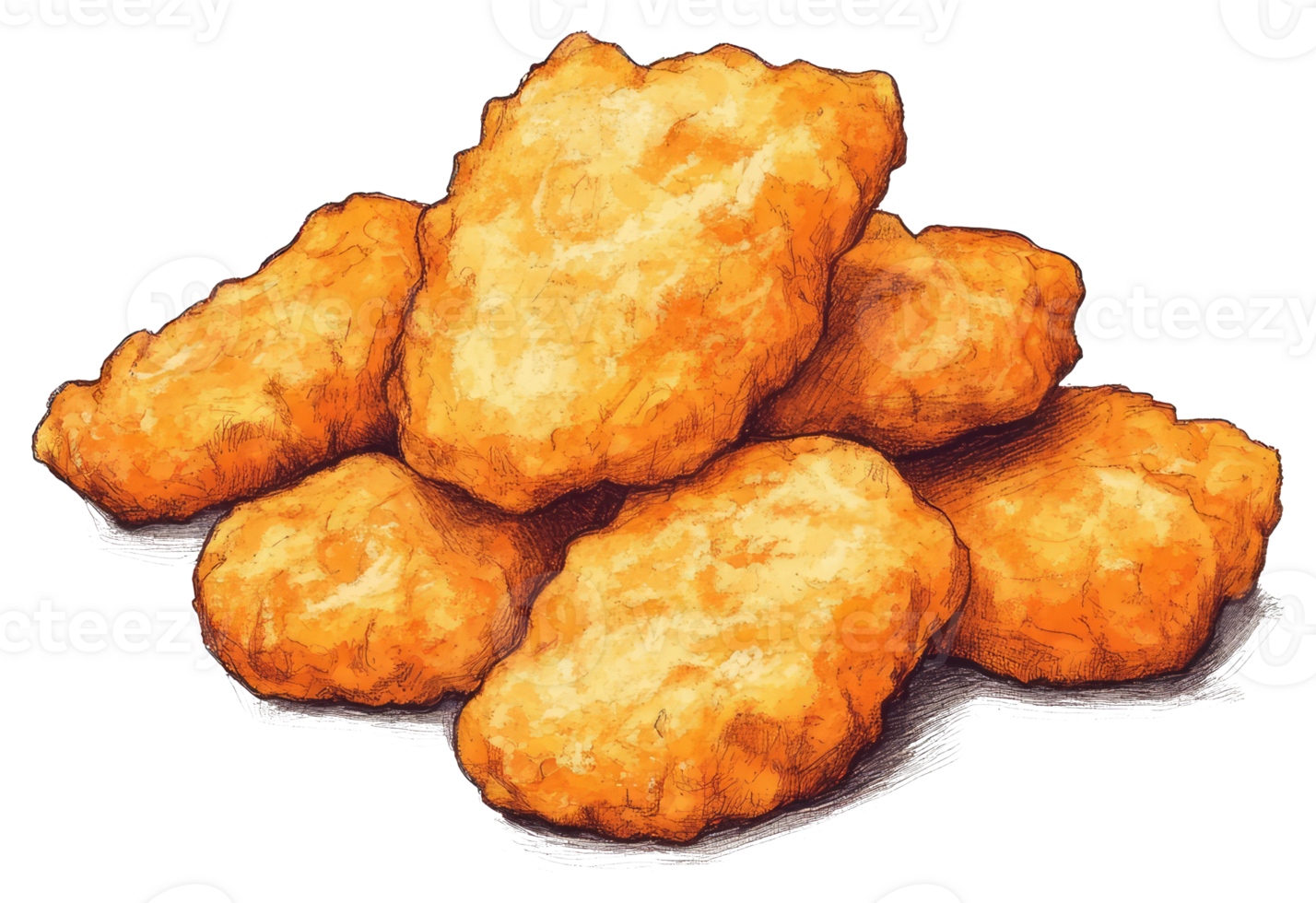 A Pile of Crispy Fried Chicken Nuggets Presented on a White Surface png