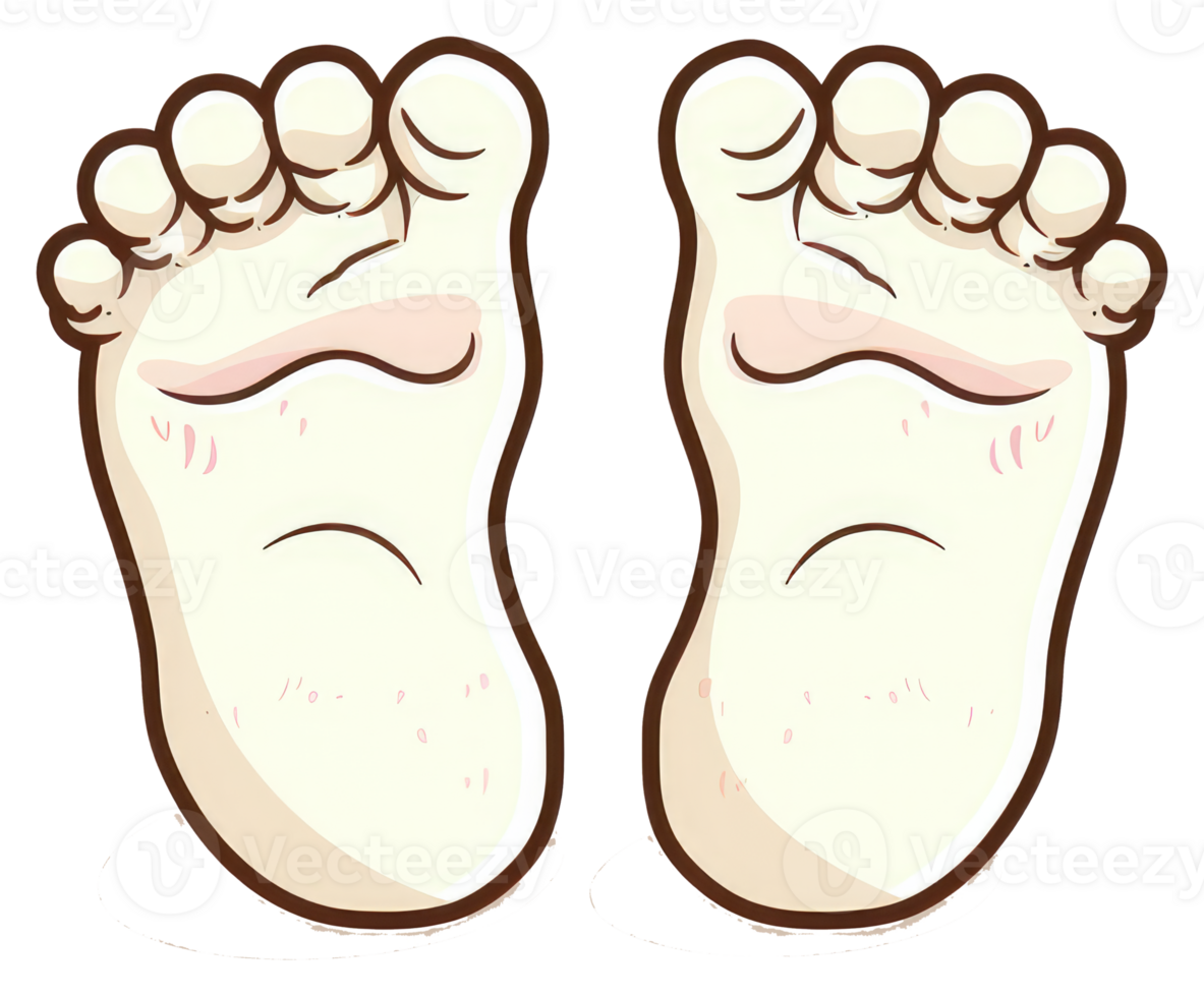 Two cartoon illustrations showing the soles of human feet png