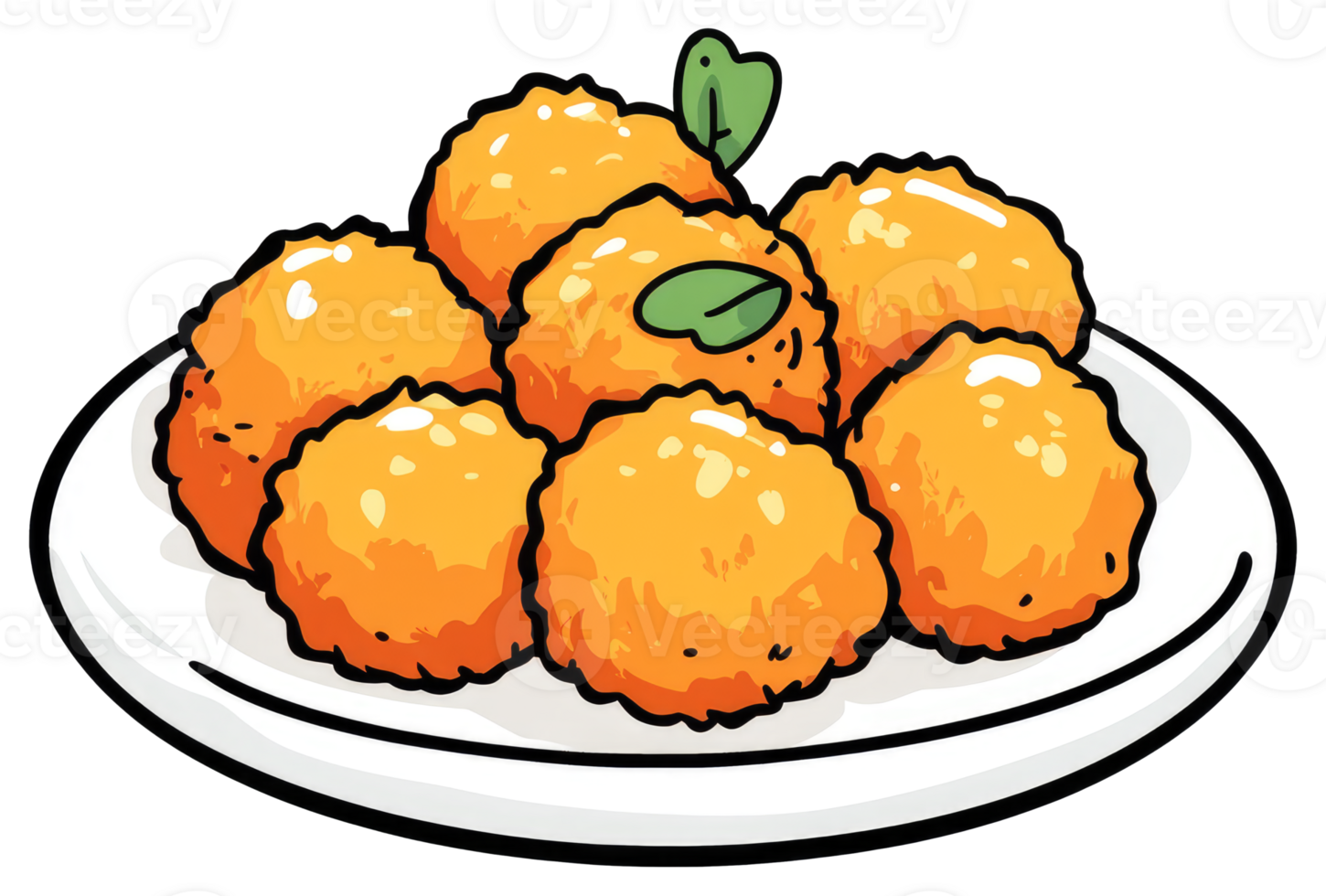 A Plate of Delicious Golden Fried Food Garnished With Greenery png