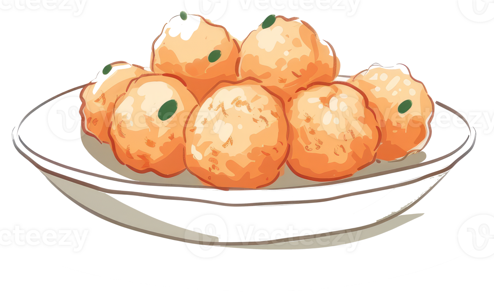A plate of golden fried food items presented nicely together png