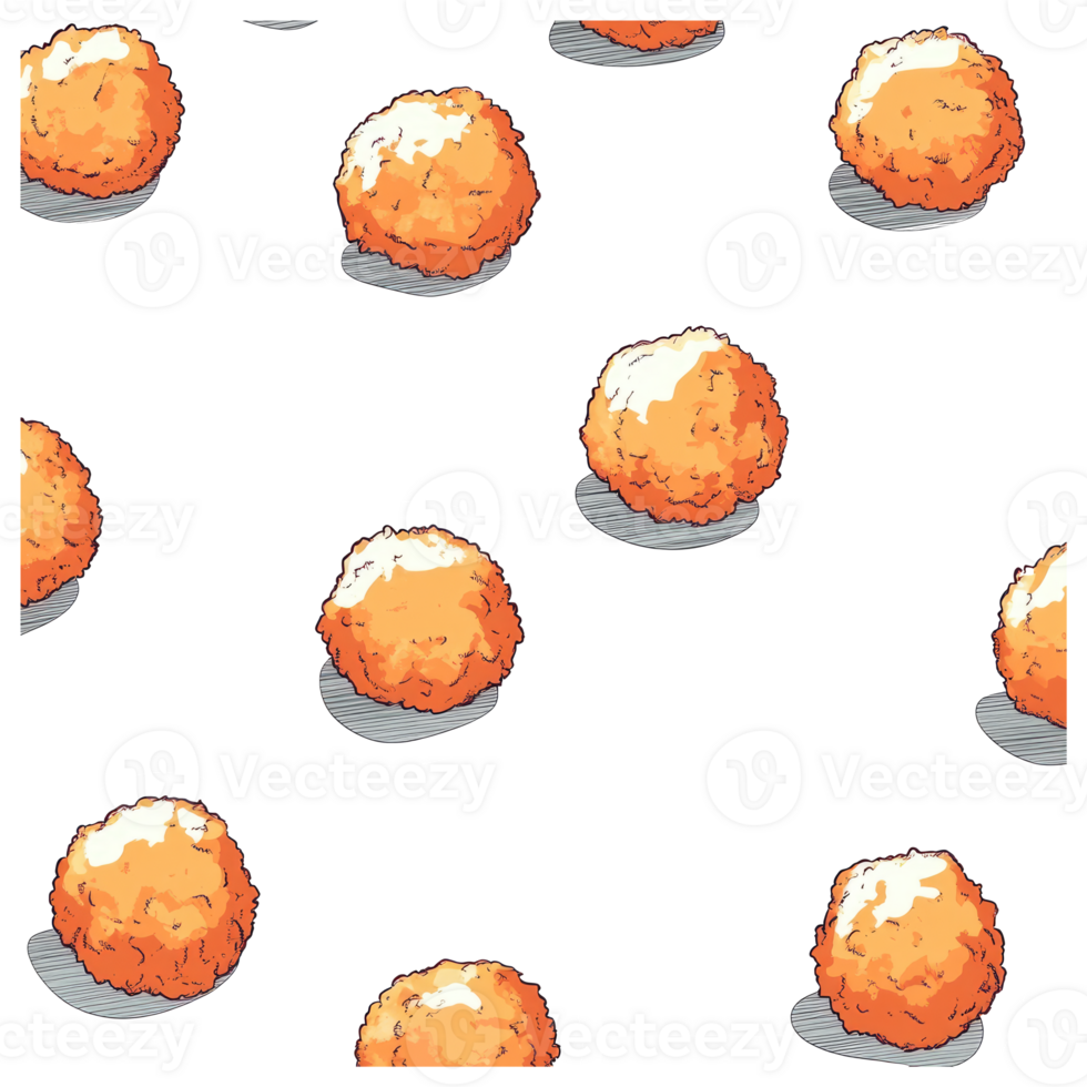 Several stylized fried food objects shown against a white background png