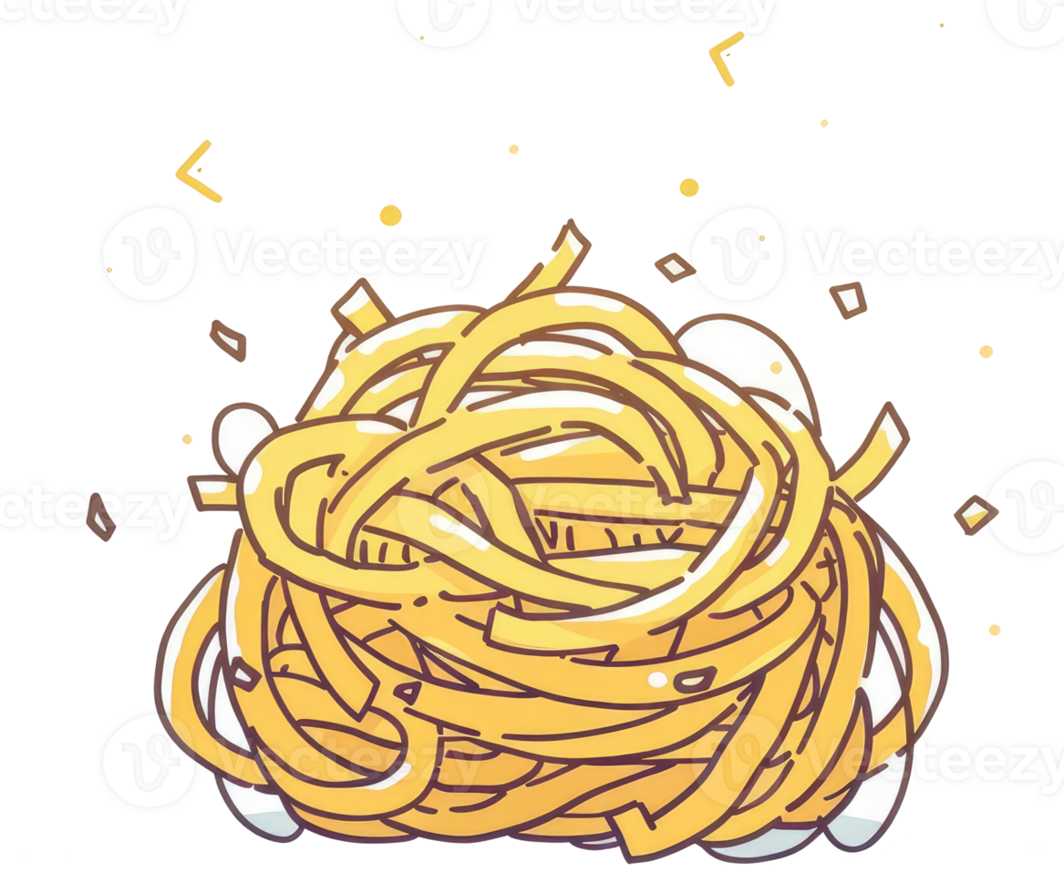 Illustration of a delicious looking portion of yellow noodles png