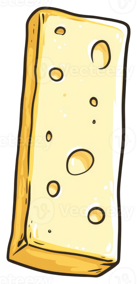 A single rectangular cheese slice with several circular holes depicted png