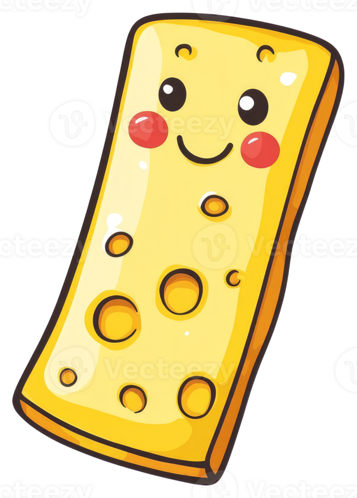 A Smiling Slice Of Cheese With Cute Cartoon Features png