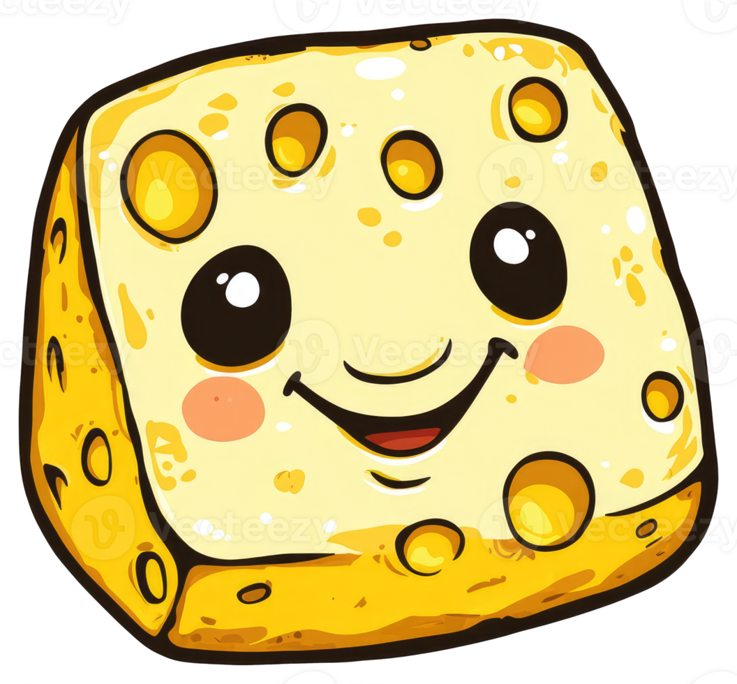 A Friendly Smiling Cheese Block With Cartoon Style Features png