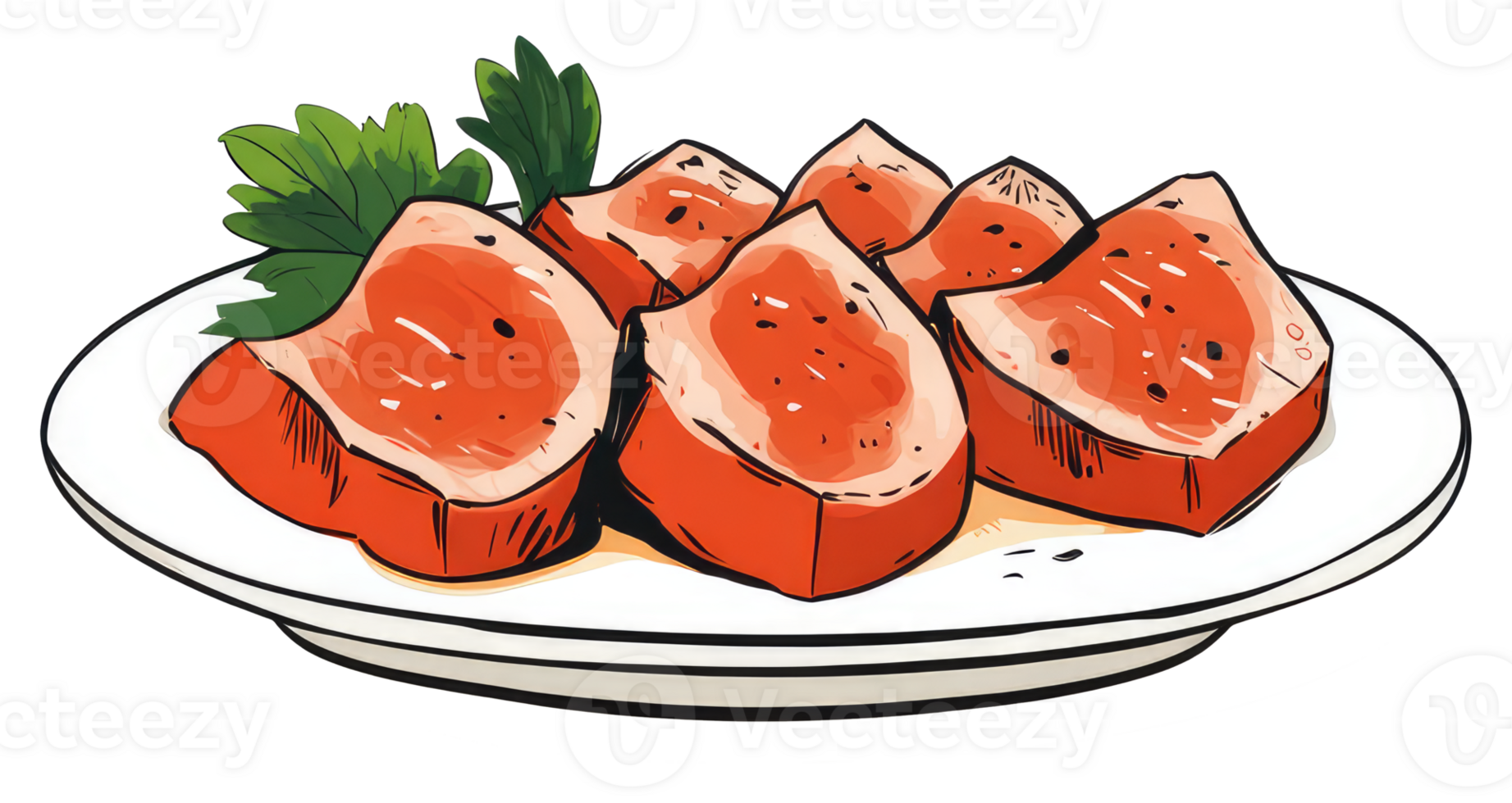 Sliced Watermelon Pieces Arranged Nicely On A White Plate png