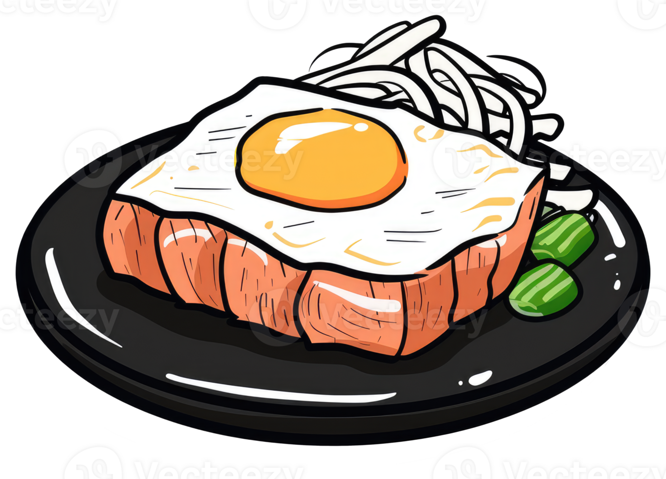A colorful illustration of a plated meal containing food items png