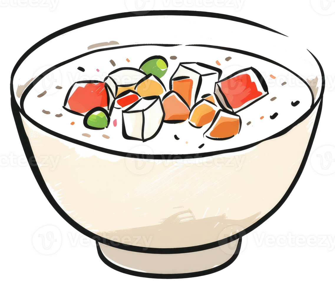 A simple illustration of a bowl filled with tasty soup png