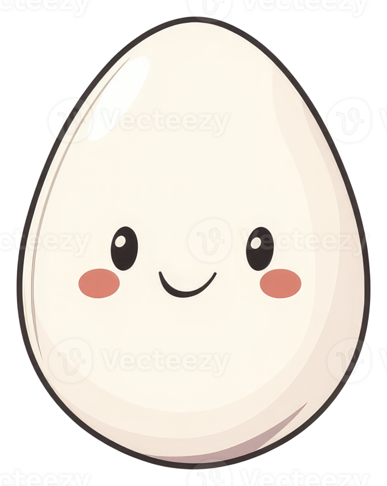 A happy cartoon illustration of an egg with a smiling face png