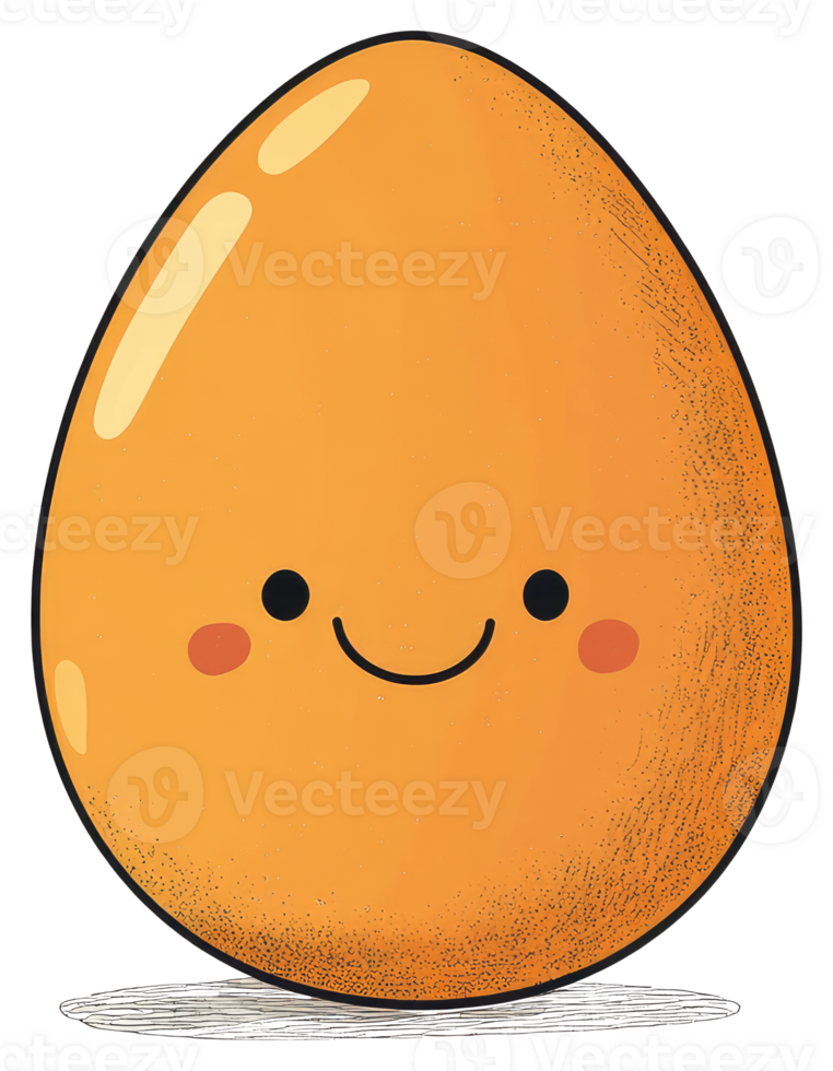 A smiling cartoon egg with a yellow orange colored shell png