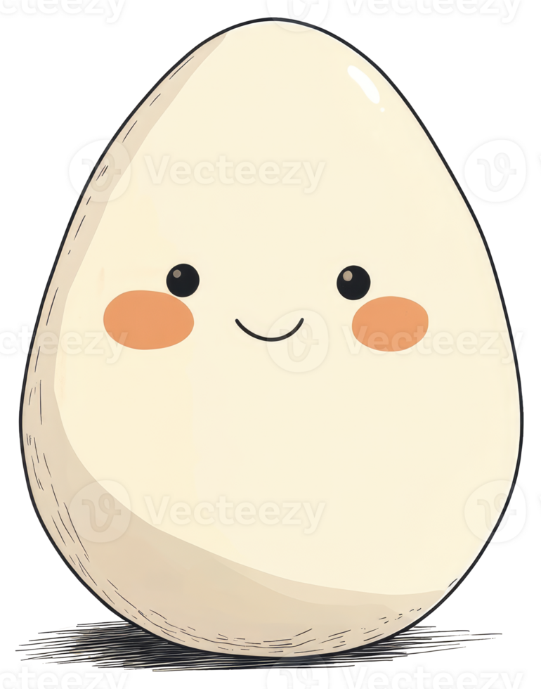A Smiling Cartoon Egg With Cheeks Is Displayed In Front png